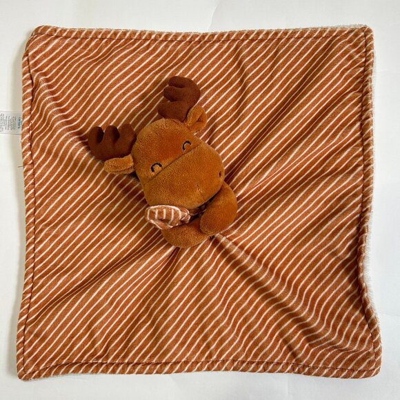 Carters Just One You Moose Security Blanket Target Brown White Stripes 13" Lovey - Picture 1 of 13